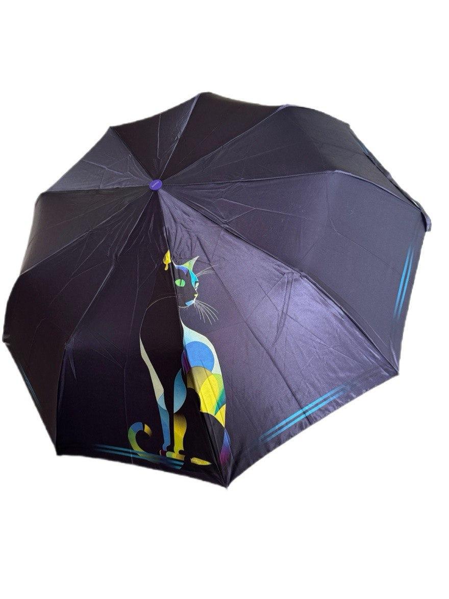 Парасолька напівавтомат Mario з принтом Кішка антивітер Синій (210/5)