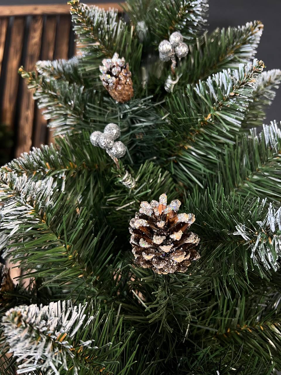 Искусственная елка заснеженная Элитная с шишками и серебряной калиной 2 м Зеленый (YA678218) - фото 6 Искусственная елка заснеженная Элитная с шишками и серебряной калиной 2 м Зеленый (YA678218) - фото 6