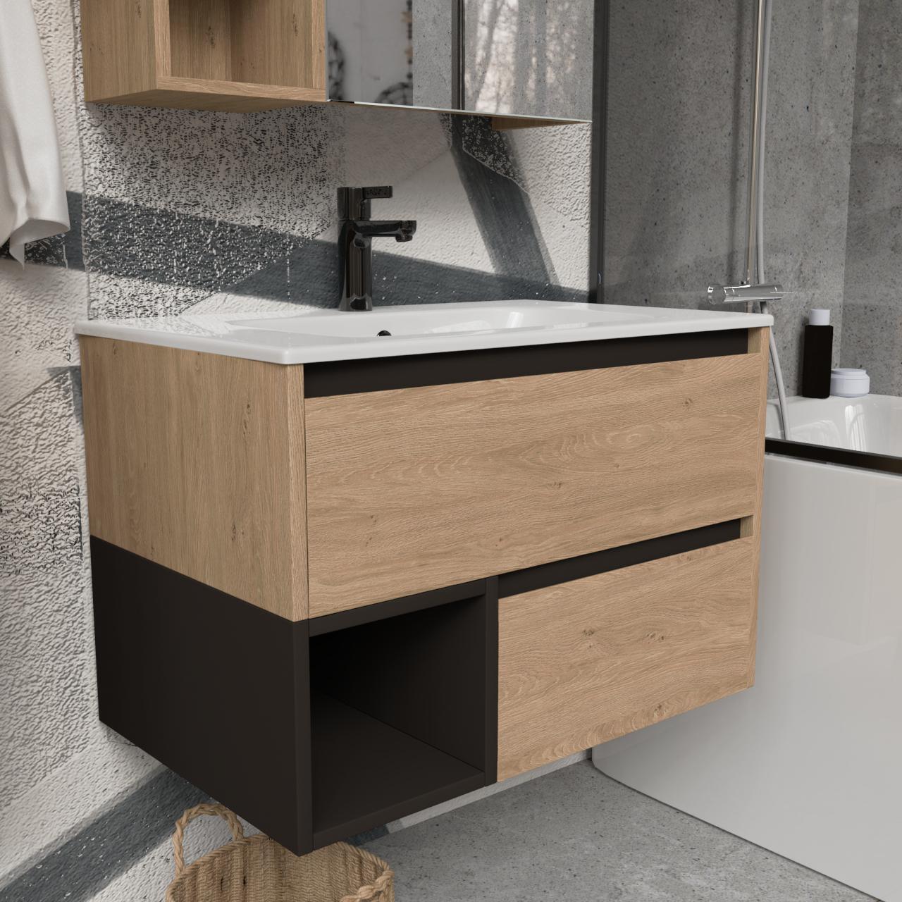 Тумба підвісна з раковиною MVK Vostok Craft 80 В2 800х450х530 мм Дуб кам'яний (c280db) - фото 2