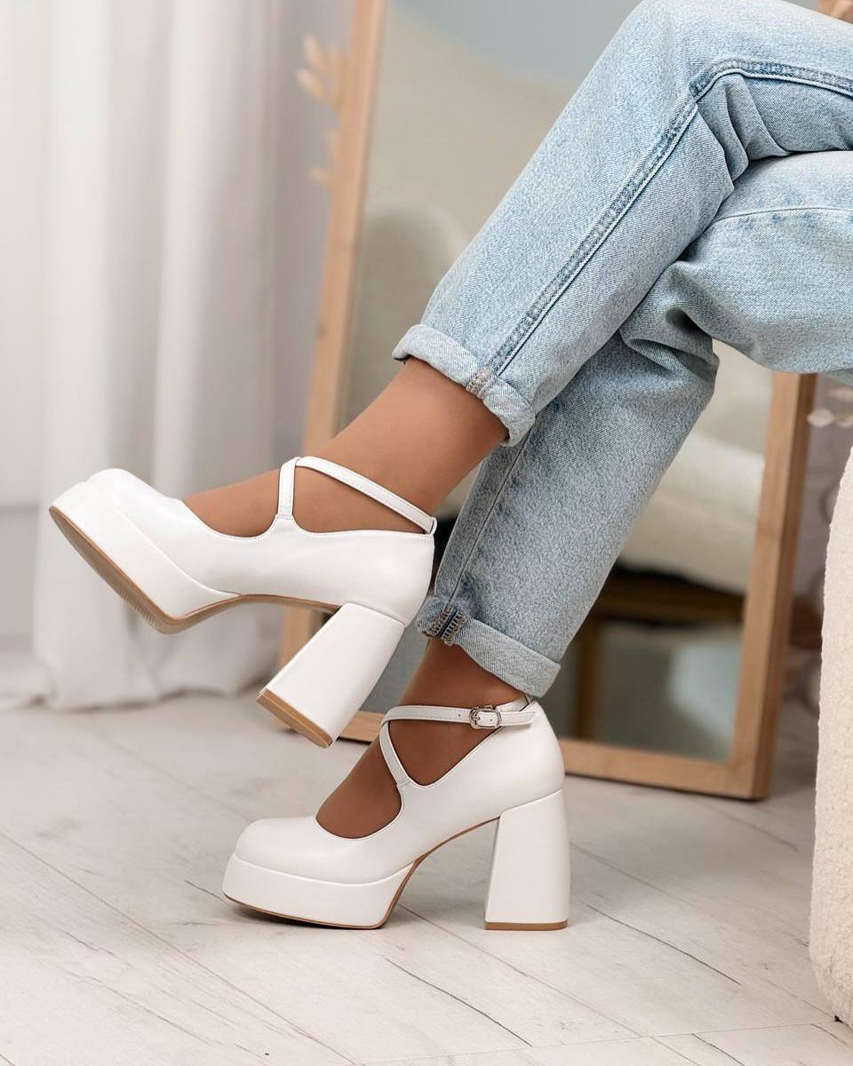 Туфлі з ремінцем Loretta на підборах та платформі р. 40 25,5 см Білий (10440-40) - фото 18 Туфлі з ремінцем Loretta на підборах та платформі р. 40 25,5 см Білий (10440-40) - фото 18