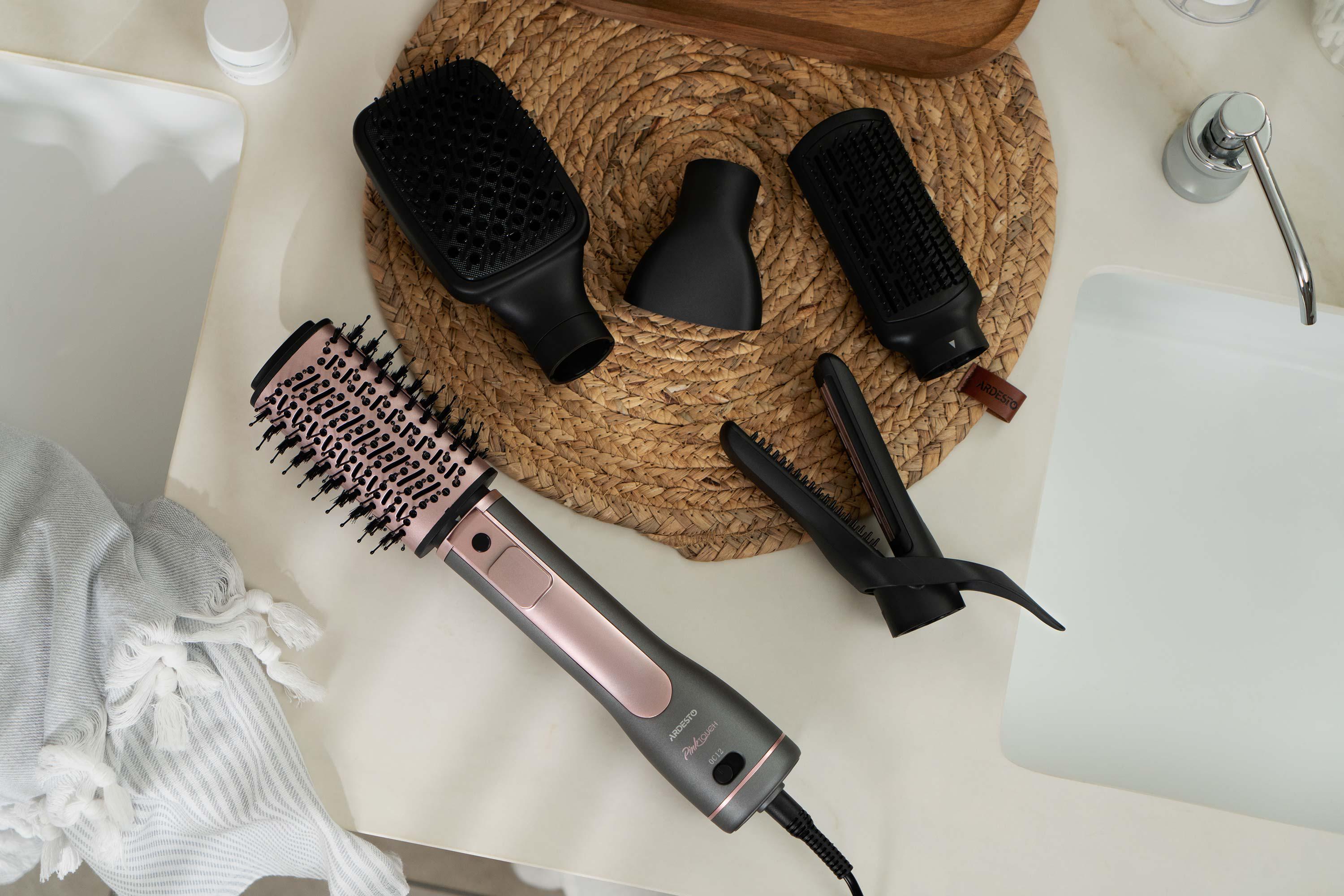 Фен-щітка для волосся ARDESTO Brush Pink Touch 1200Вт LED-дисплей 4 насадки Сірий з рожевим (HD-CR300PT) - фото 12