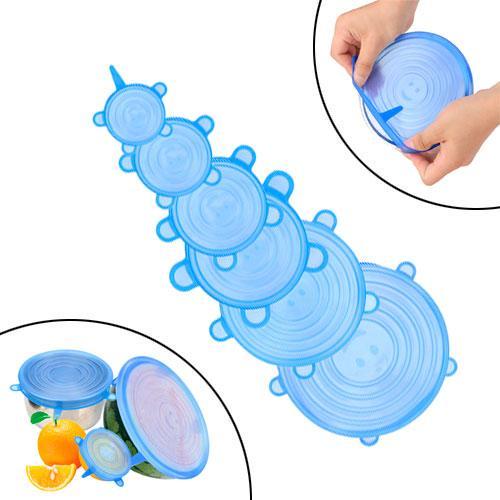 Набор силиконовых крышек для посуды 6 шт. Blue - фото 2