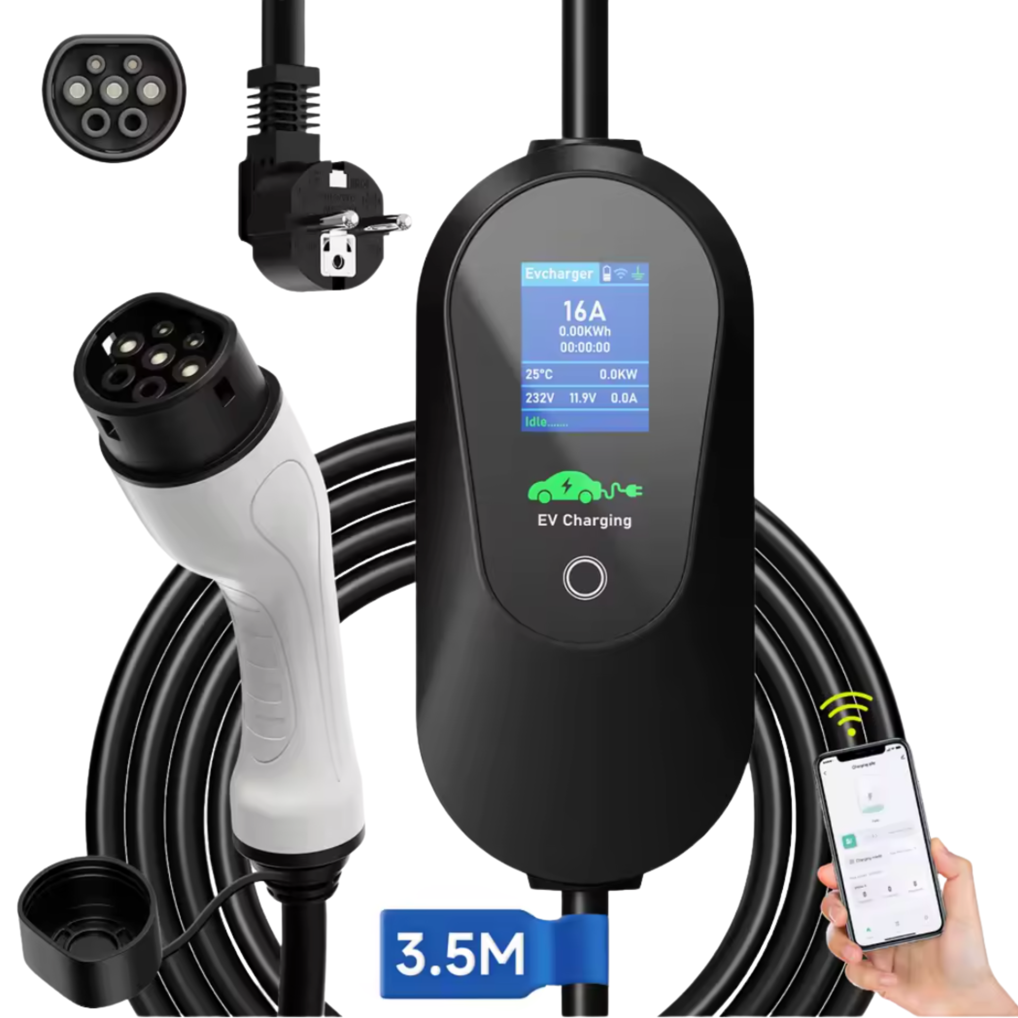 Зарядное устройство для электромобилей AFEEV Type2 IEC 62196-2 3,5 м кабеля 8-16 A до 3,6 кВт IP65 с Wi-Fi и разумным управлением (GS-299) Зарядное устройство для электромобилей AFEEV Type2 IEC 62196-2 3,5 м кабеля 8-16 A до 3,6 кВт IP65 с Wi-Fi и разумным управлением (GS-299)