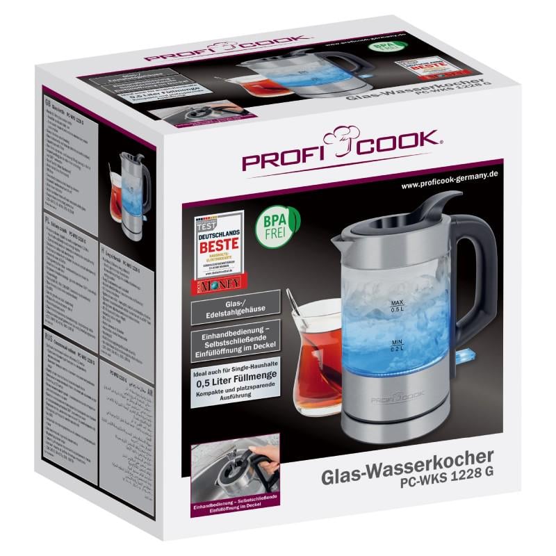 Електрочайник Profi Cook PC-WKS 1228 G з підсвіткою 0,5 л - фото 6 Електрочайник Profi Cook PC-WKS 1228 G з підсвіткою 0,5 л - фото 6