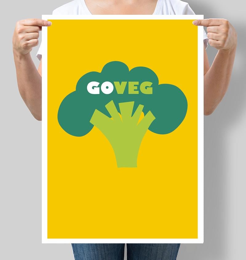 Постер вегетарианство Go veg 42х60 см (М100)