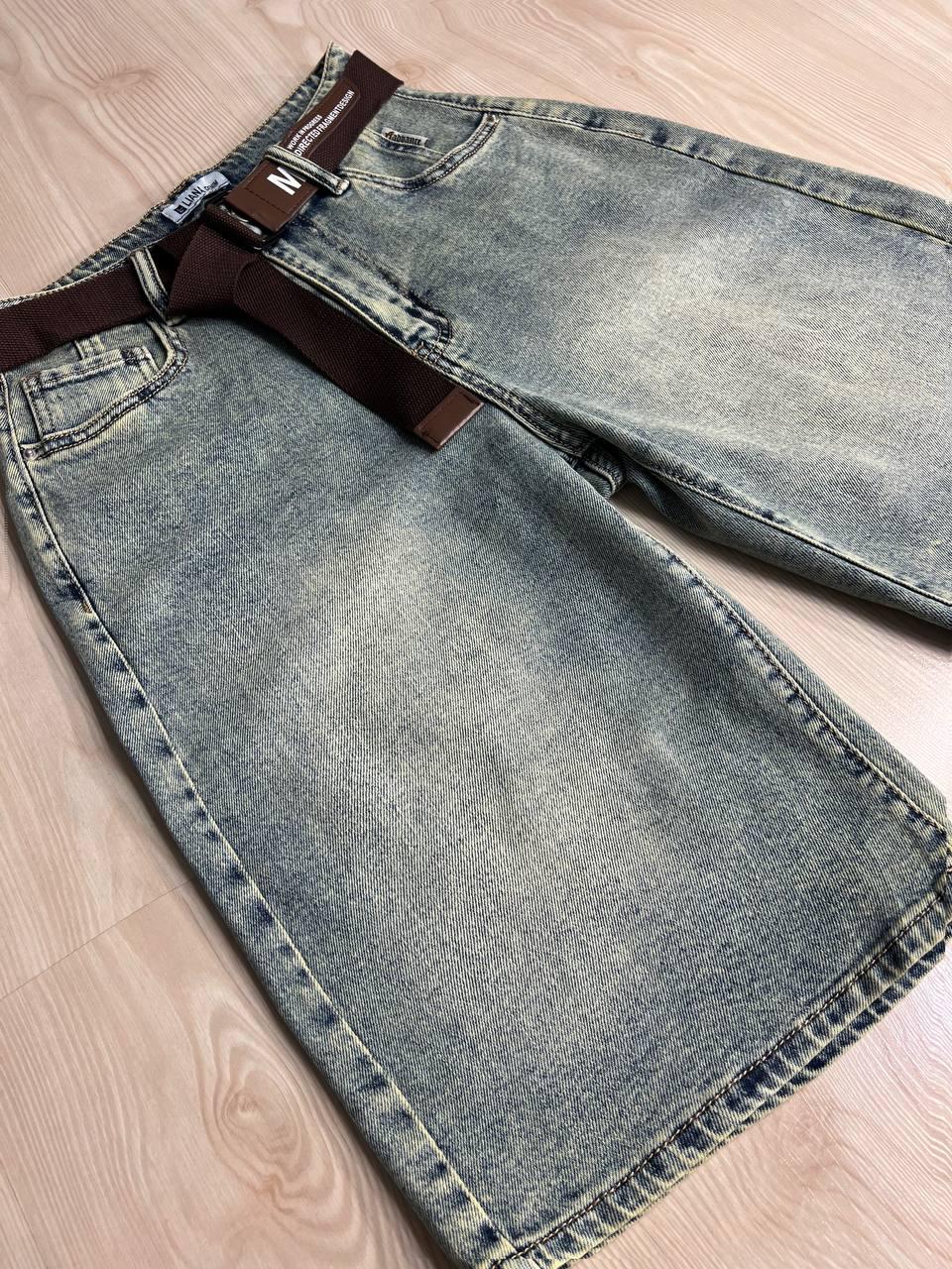 Шорты женские джинсовые Liana 447 бермуды высокая посадка стрейч с ремнем р. 30 Голубой (4036) - фото 4