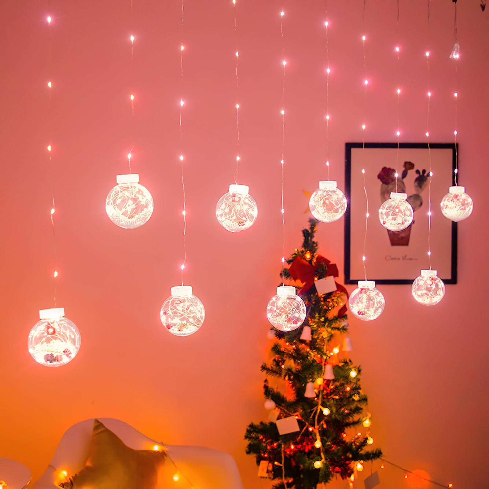 Лед гірлянда бахрома кульки з подарунком Copper ball 200 LED 4,2 м Теплий Білий (1008921-White-4)