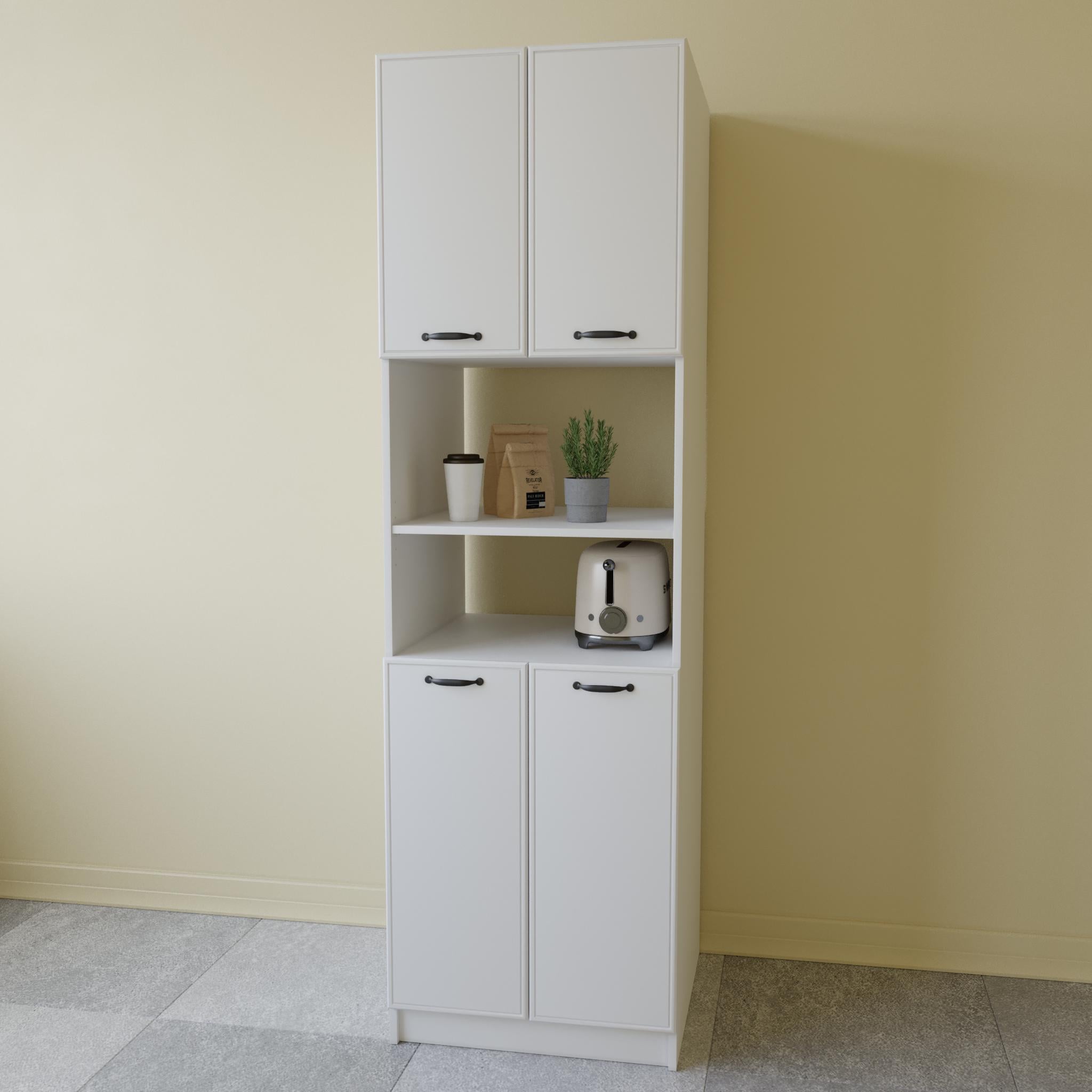 Пенал-буфет МДФ для кухни/микроволновки/духовки 200х60 мм Белый (K-75)