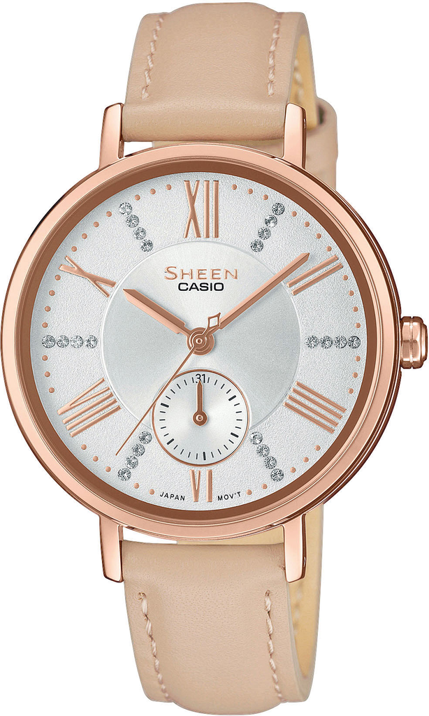 Наручные часы женские Casio Sheen SHE-3066PGL-7B Casio Collection со стальным корпусом Серебряный (3099892542)