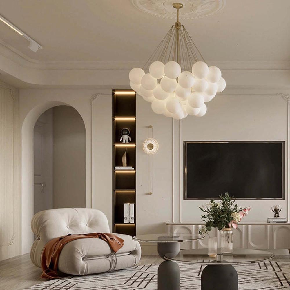 Люстра-пучок Pumpo Bubbles 37 белых шаров Ø 80 см (J062-800 AB/WT)