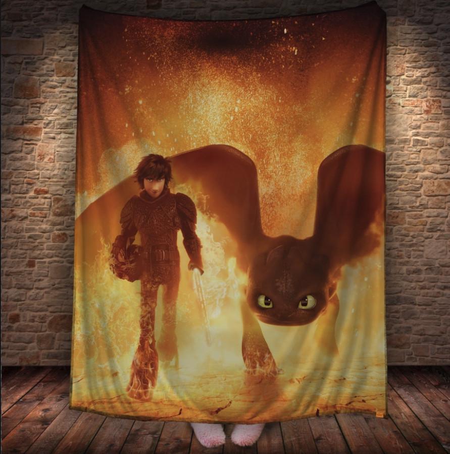 Плед із 3D принтом How to Train Your Ікінг та Беззубик 150х200 см (epi_1915) Плед із 3D принтом How to Train Your Ікінг та Беззубик 150х200 см (epi_1915)