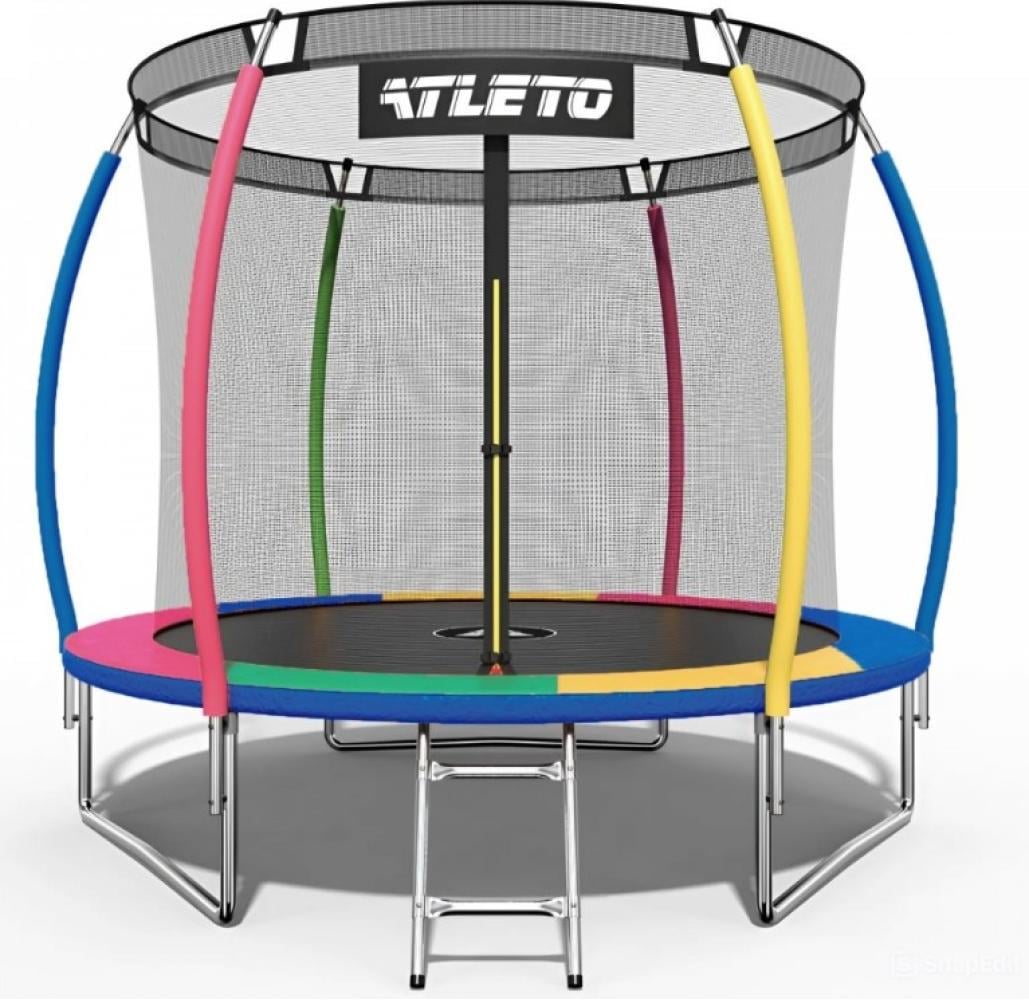 Батут Atleto с внутренней сеткой/лестницей 312 см Multikolor (4278)