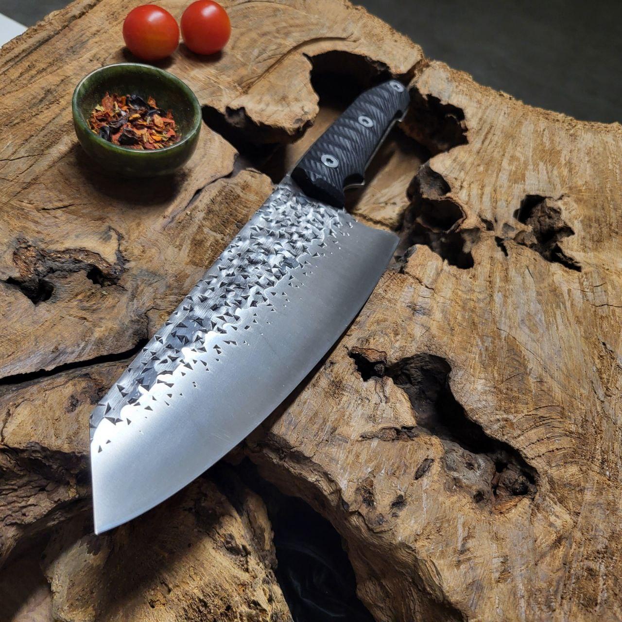 Шеф-нож Кирицуке кованый японский с рукоятью из углеродного волокна 19 см