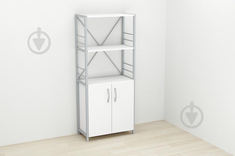 Этажерка 3/60 Ferrum-decor Серии Конект с тумбой  144x60x28 Серый ДСП Белое (FD1035)