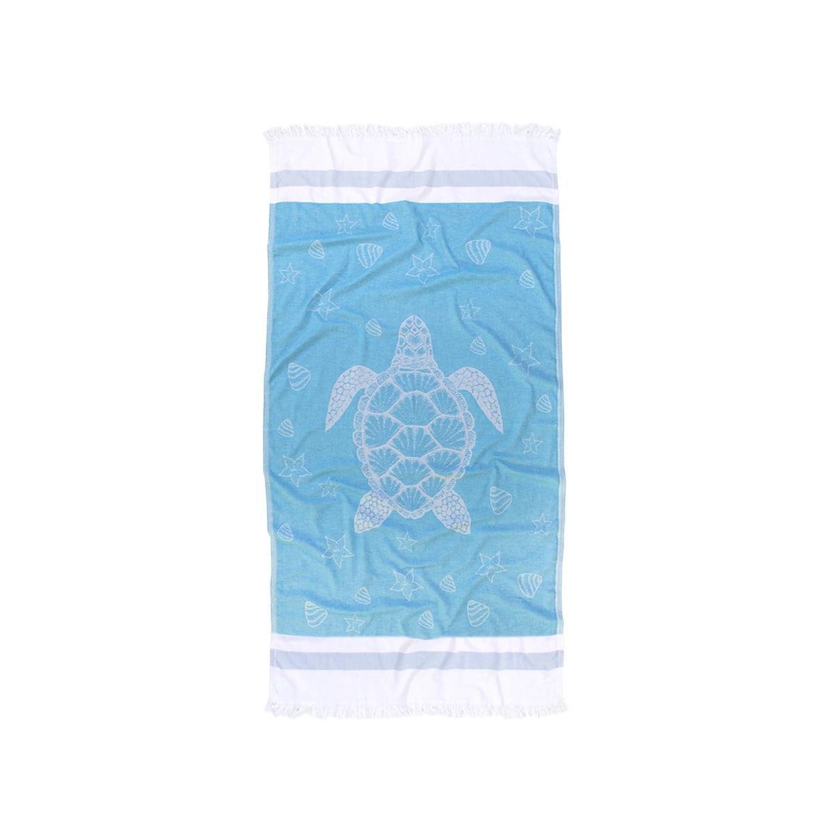 Полотенце Barine Pestemal Turtle 180 г/кв. м 85x165 см Голубой (15289328)
