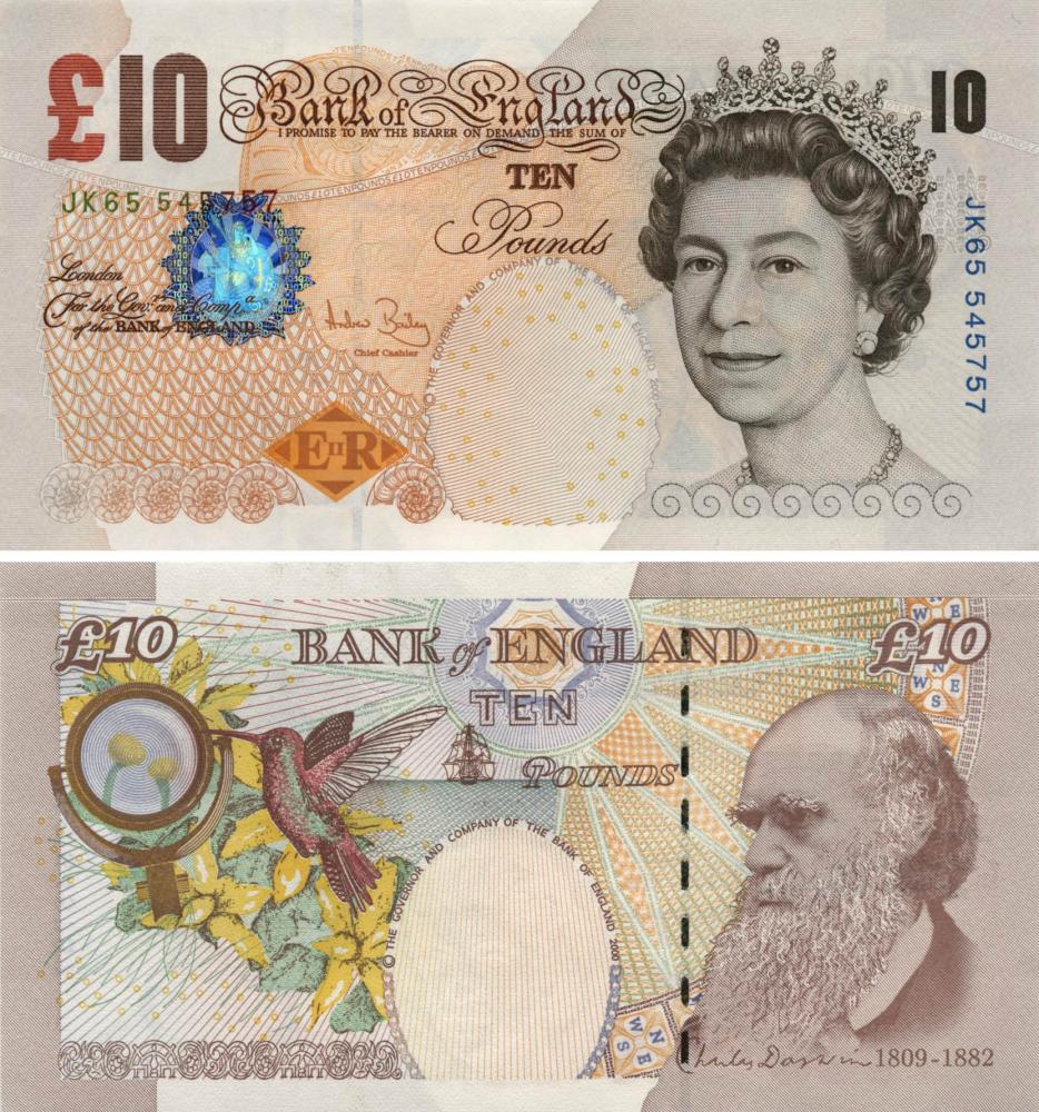Коллекционная банкнота Великобритания Англия 10 фунтов 2000 UNC P389 (Б10584)