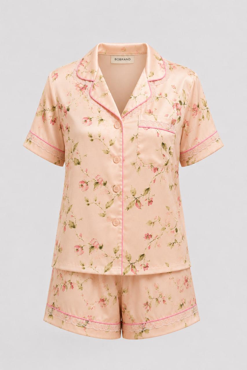 Піжама жіноча сатинова BO.Brand Floral Summer з шортами M (38336)