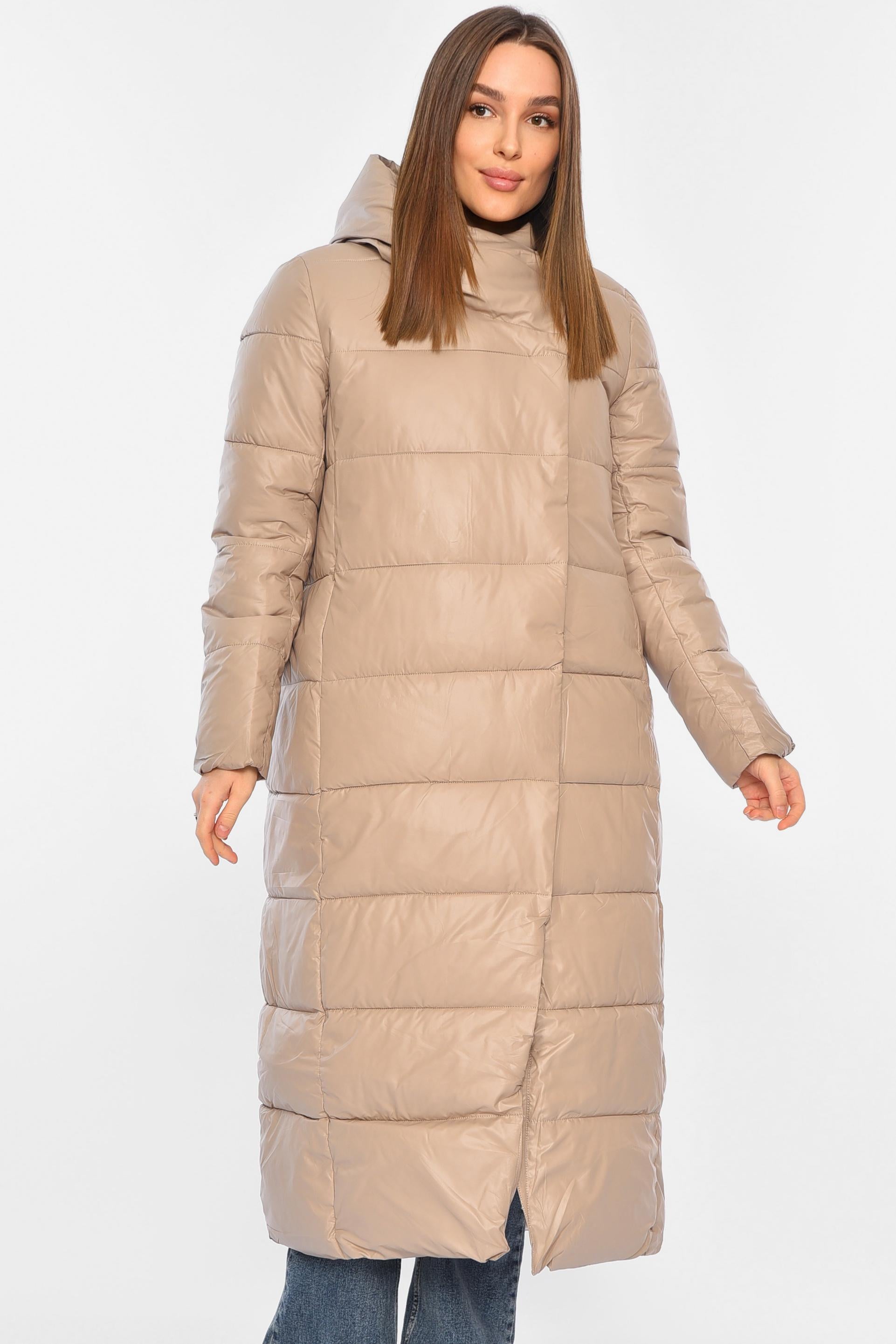 Куртка женская удлиненная еврозима L Бежевый (195677)