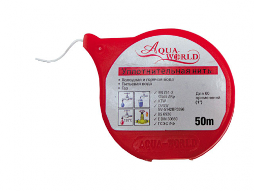 Нить уплотнительная Aqua-World для резьбовых соединений 50 м