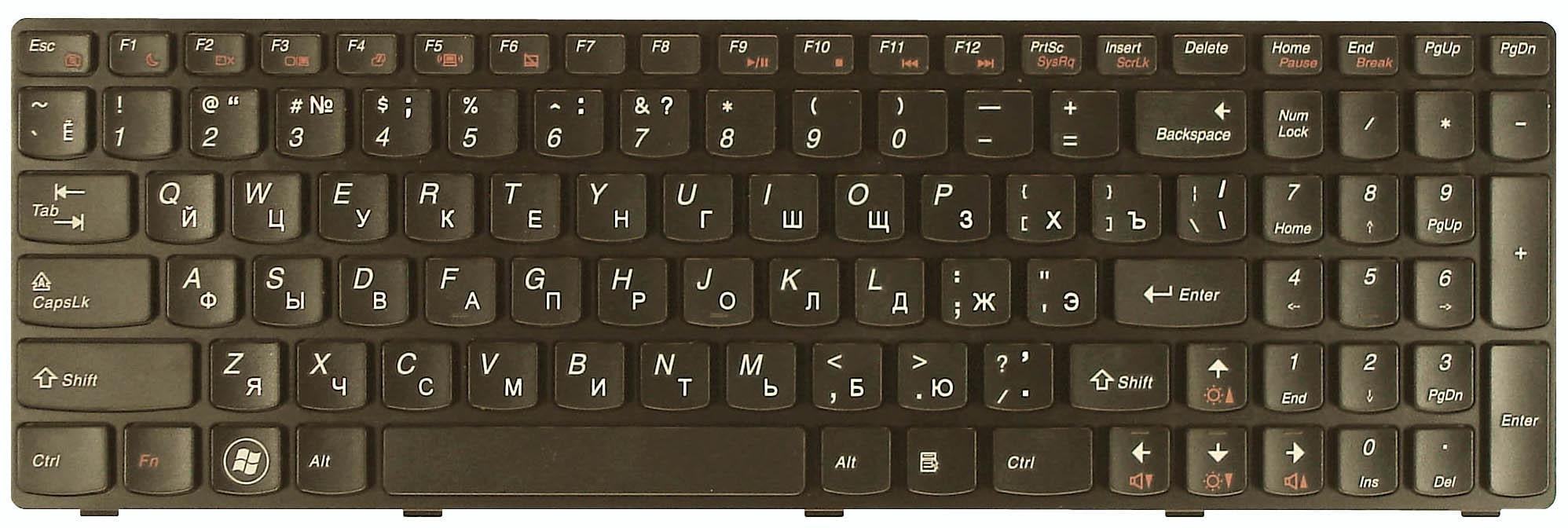 Клавиатура для ноутбука Lenovo IdeaPad Y570 Black Frame Black