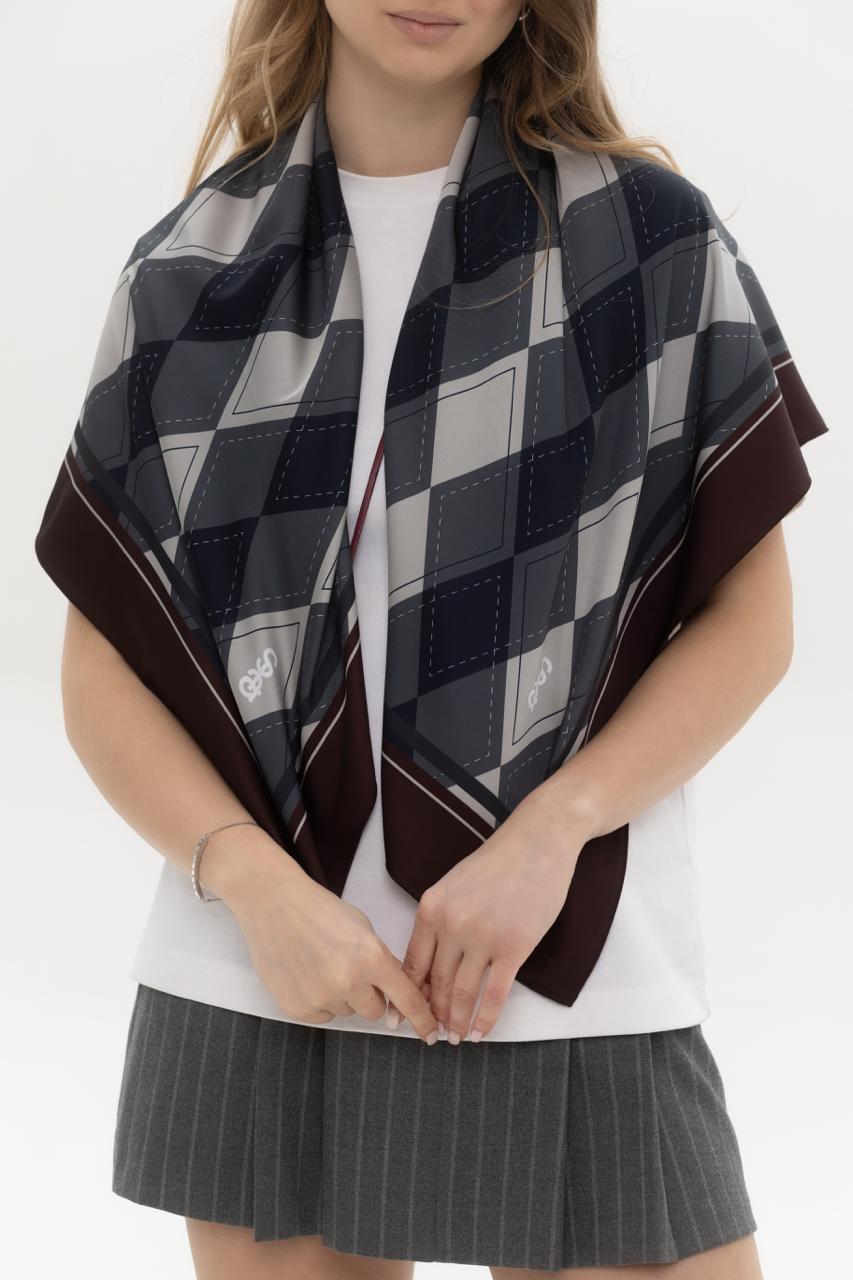 Платок Аргайл шелковый односторонняя печать 55х55 см (27553276) - фото 2 Платок Аргайл шелковый односторонняя печать 55х55 см (27553276) - фото 2