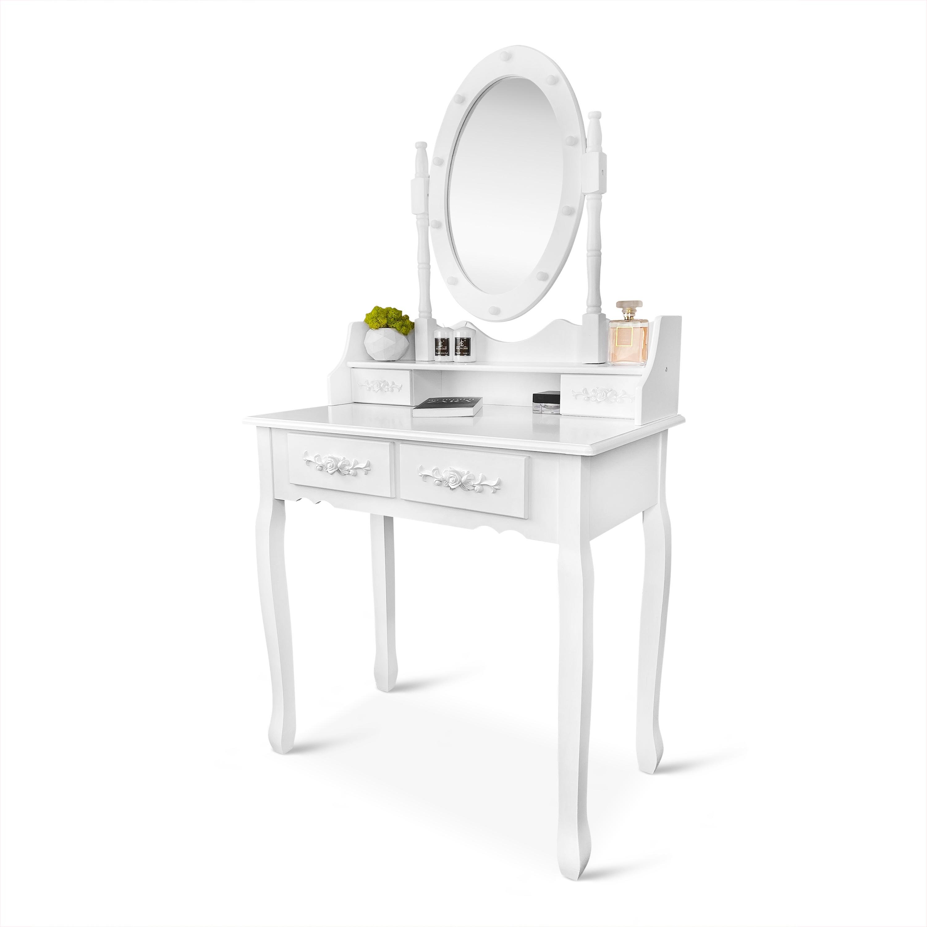 Туалетний столик з дзеркалом Homart Tioli з підсвіткою та табуретом Білий (9363) - фото 5 Туалетний столик з дзеркалом Homart Tioli з підсвіткою та табуретом Білий (9363) - фото 5