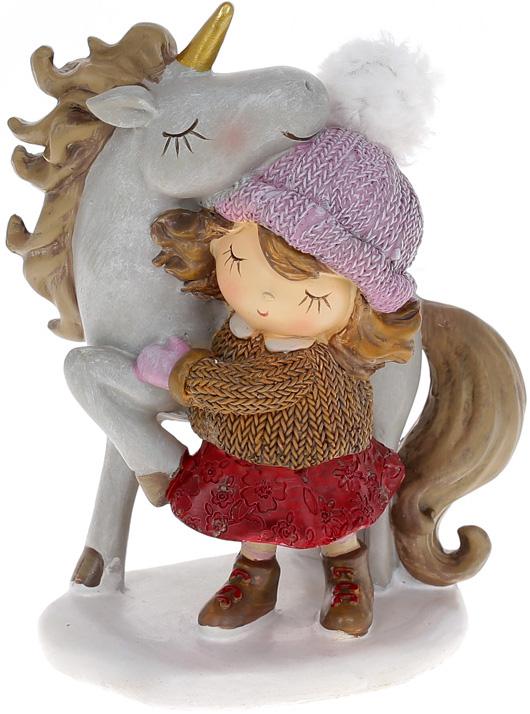 Статуэтка декоративная Девочка с Единорогом 16,8 см полистоун (BD-831-381)