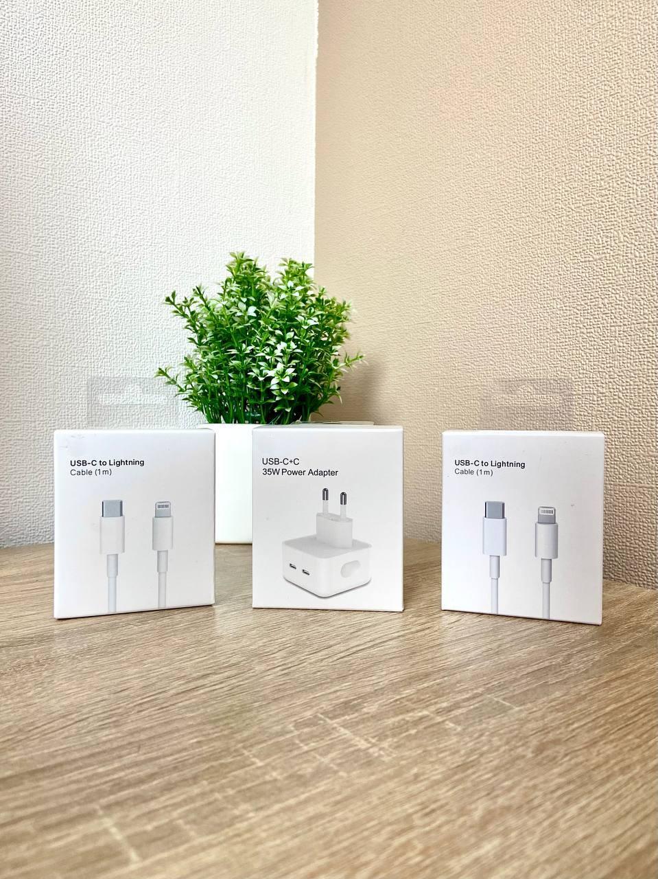 Зарядний пристрій мережевий 35W 2 Type-C Fast Charge з кабелем USB-C to Lightning Cable 1 м - фото 8