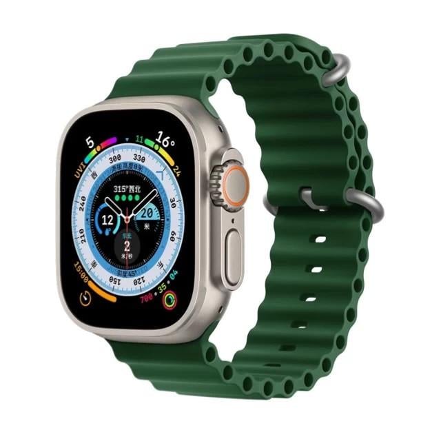 Ремешок силиконовый Ocean Band для Apple Watch 42/44/45/49 мм Series Ultra/SE/8/7/6/5/4/3/2/1 Зеленый