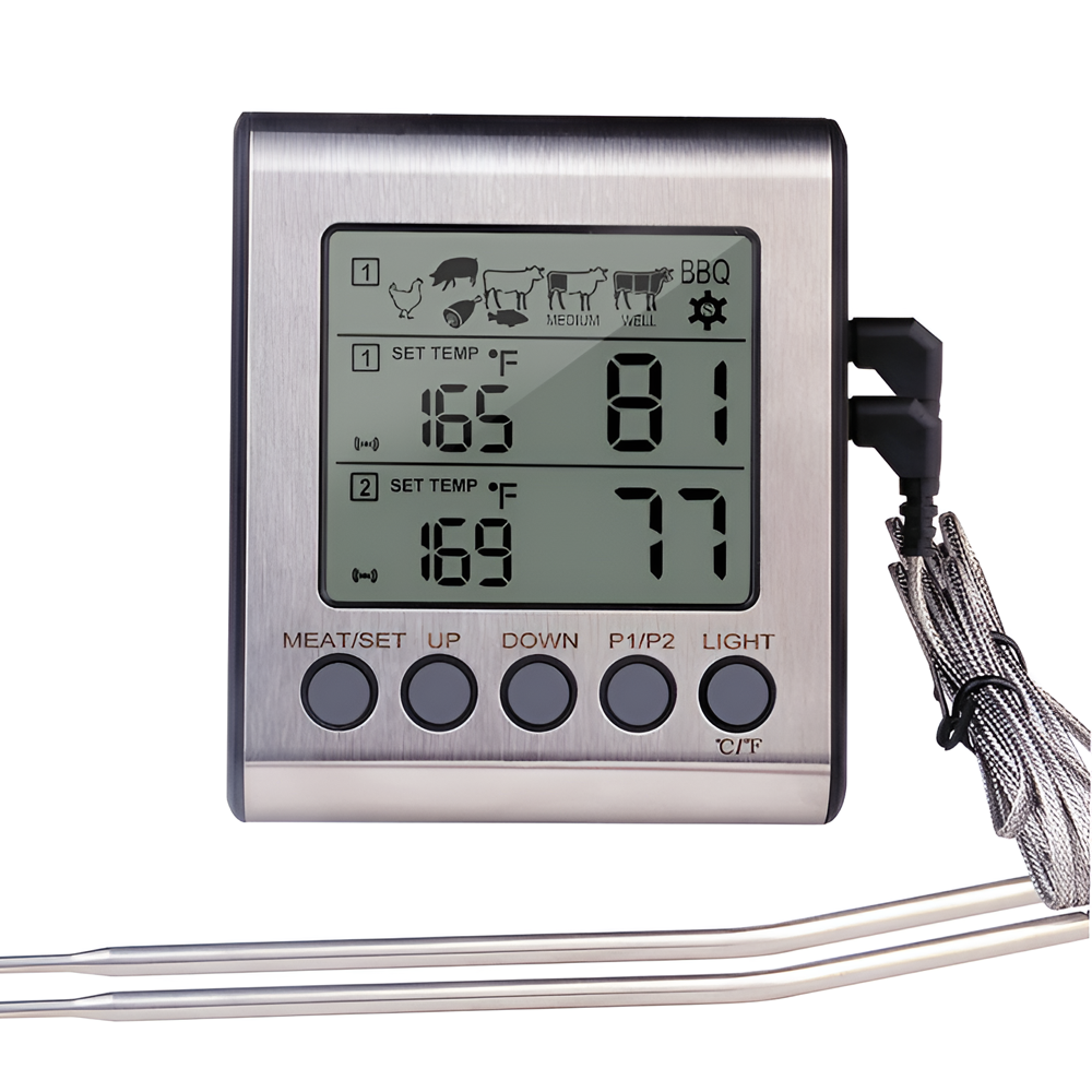 Термометр-таймер кухонный UChef YZ6031 с 2-мя выносными щупами сигнализатором магнитом и программами жарки мяса (1289) - фото 2 Термометр-таймер кухонный UChef YZ6031 с 2-мя выносными щупами сигнализатором магнитом и программами жарки мяса (1289) - фото 2