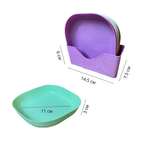 Тарілки з екологічних матеріалів 11х3 см із підставкою 10 шт. Різнокольоровий (C00747-1) - фото 7