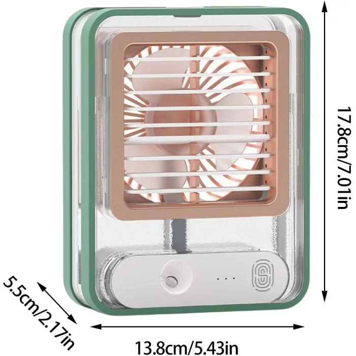 Зволожувач з вентилятором Mini fan з LED-підсвічуванням та USB-зарядкою Зелений (14-14-15788-2) - фото 2