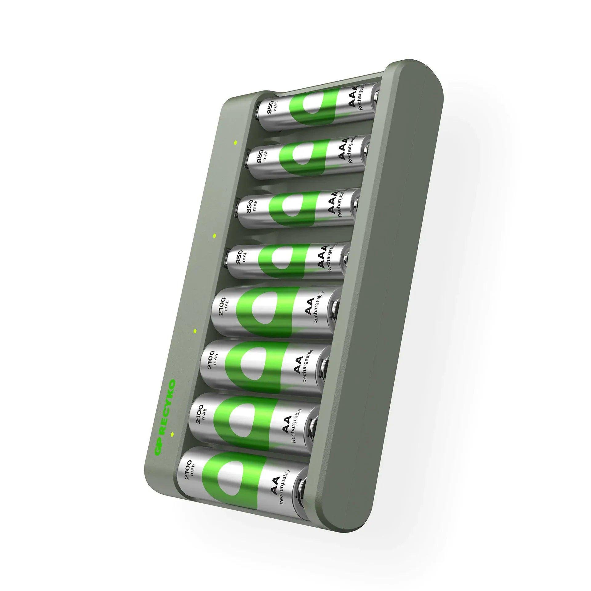 Зарядний пристрій універсальний GP E821 AAA 800 mAh AA/AAA Ni-Mh LED 4x2 каналів USB та акумулятори 4 шт. AA 2100 mAh (GPE821210E/85ER21-2TLB8)