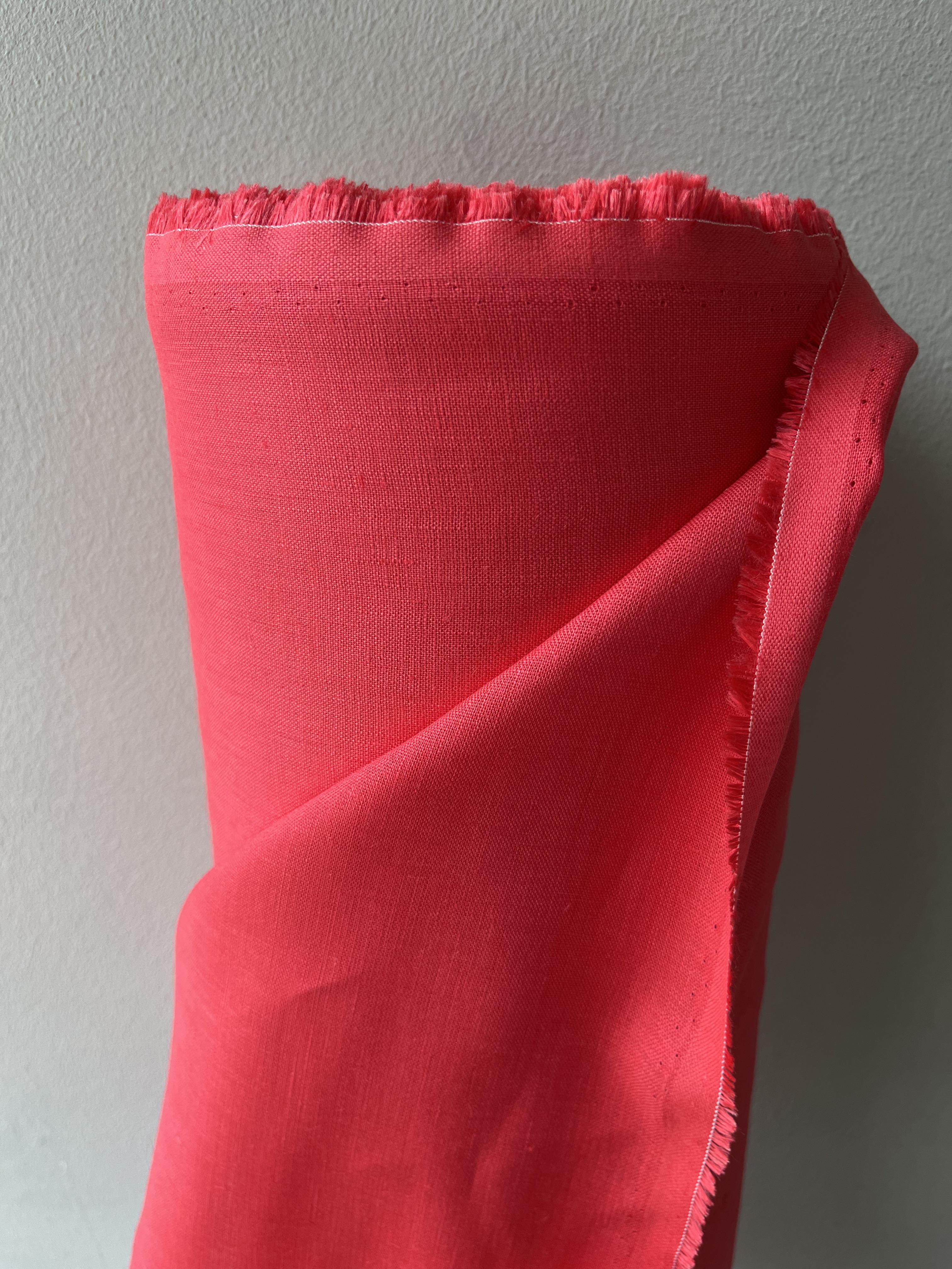 Ткань рубашечно-платья Linen Plus 100% лен 143 см 1284 Красный - фото 3