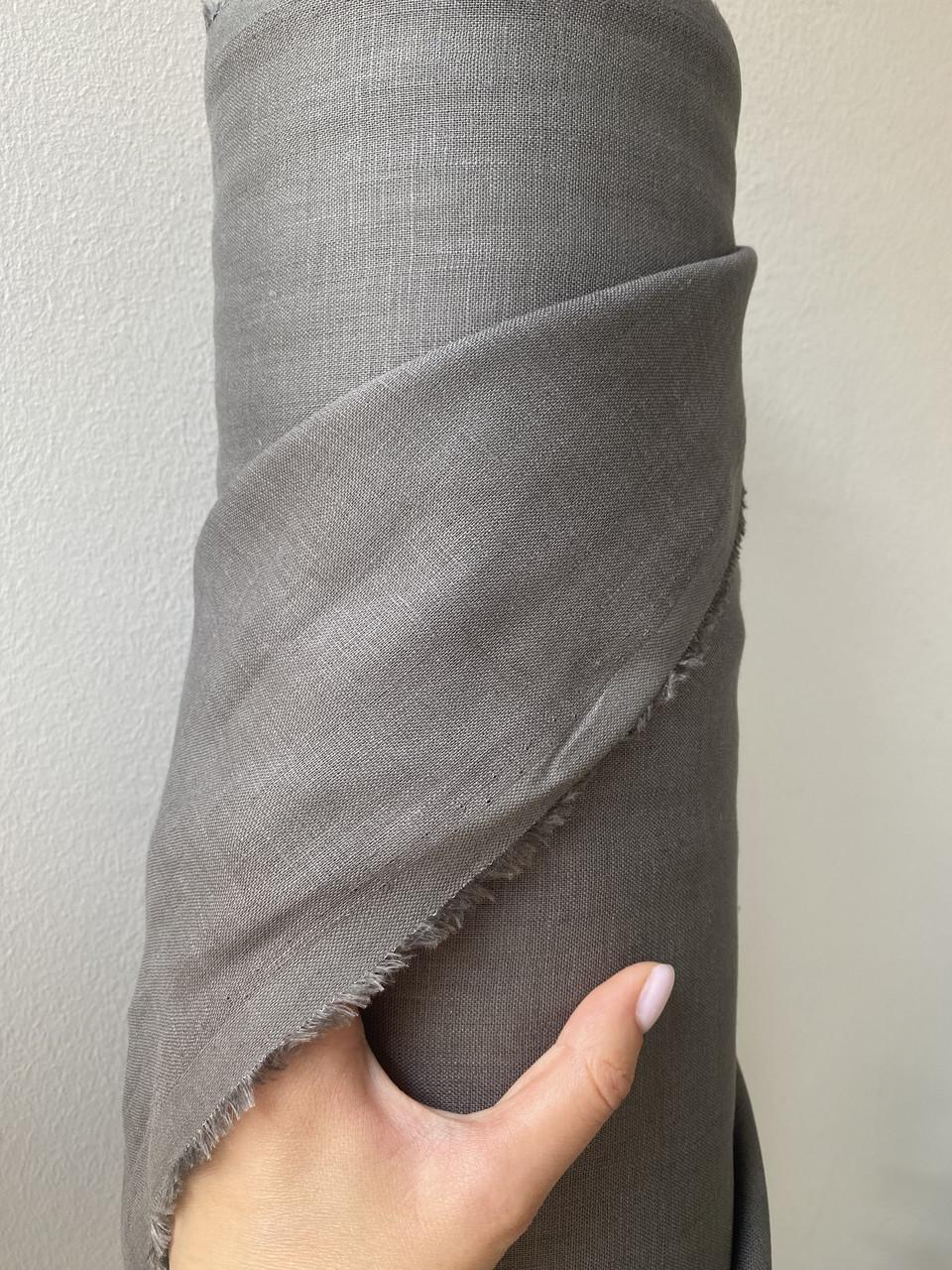 Ткань рубашечно-платьевая LINEN PLUS 100% лен 143 см 123 Графитный - фото 4