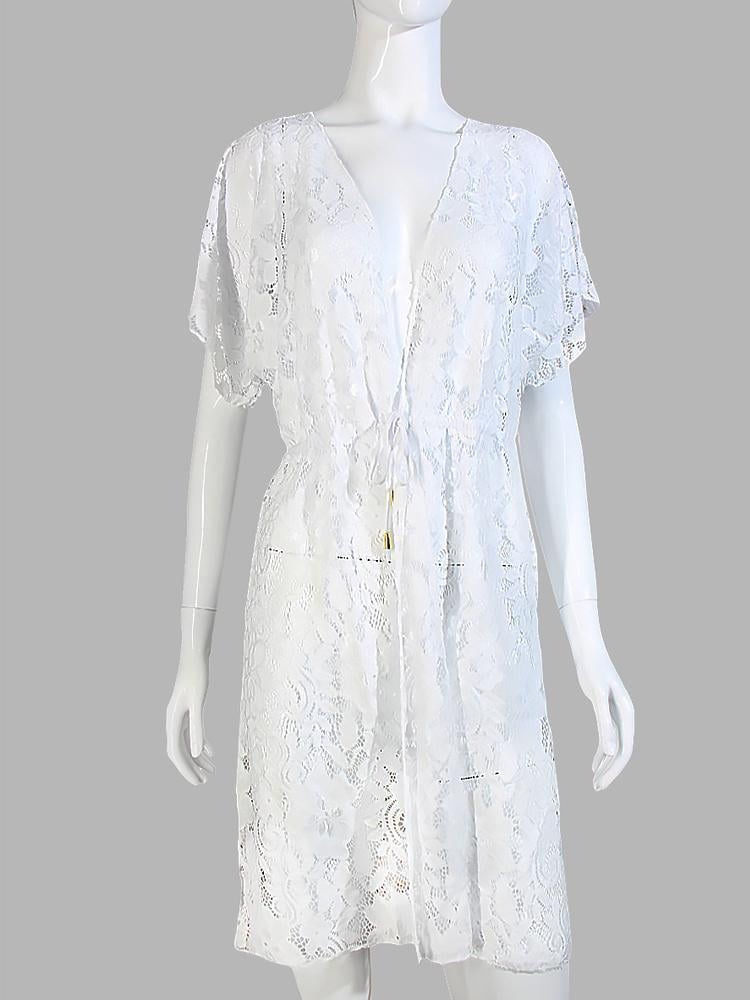 Туника пляжная гипюрная на пояске Samegame 0270 98WHITE 2XL Белый (10000677)