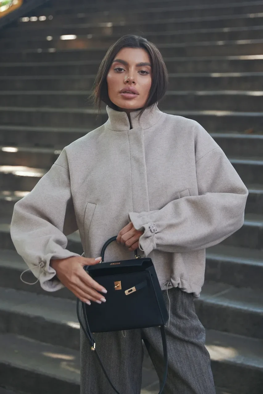 Пальто женское укороченное XXL-3XL Бежевый (2701161709) - фото 6 Пальто женское укороченное XXL-3XL Бежевый (2701161709) - фото 6