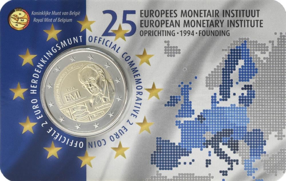 Коллекционная монета Бельгия 2 евро 2019 Биметалл 25-летие Европейского валютного института EMI UNC (М11243)