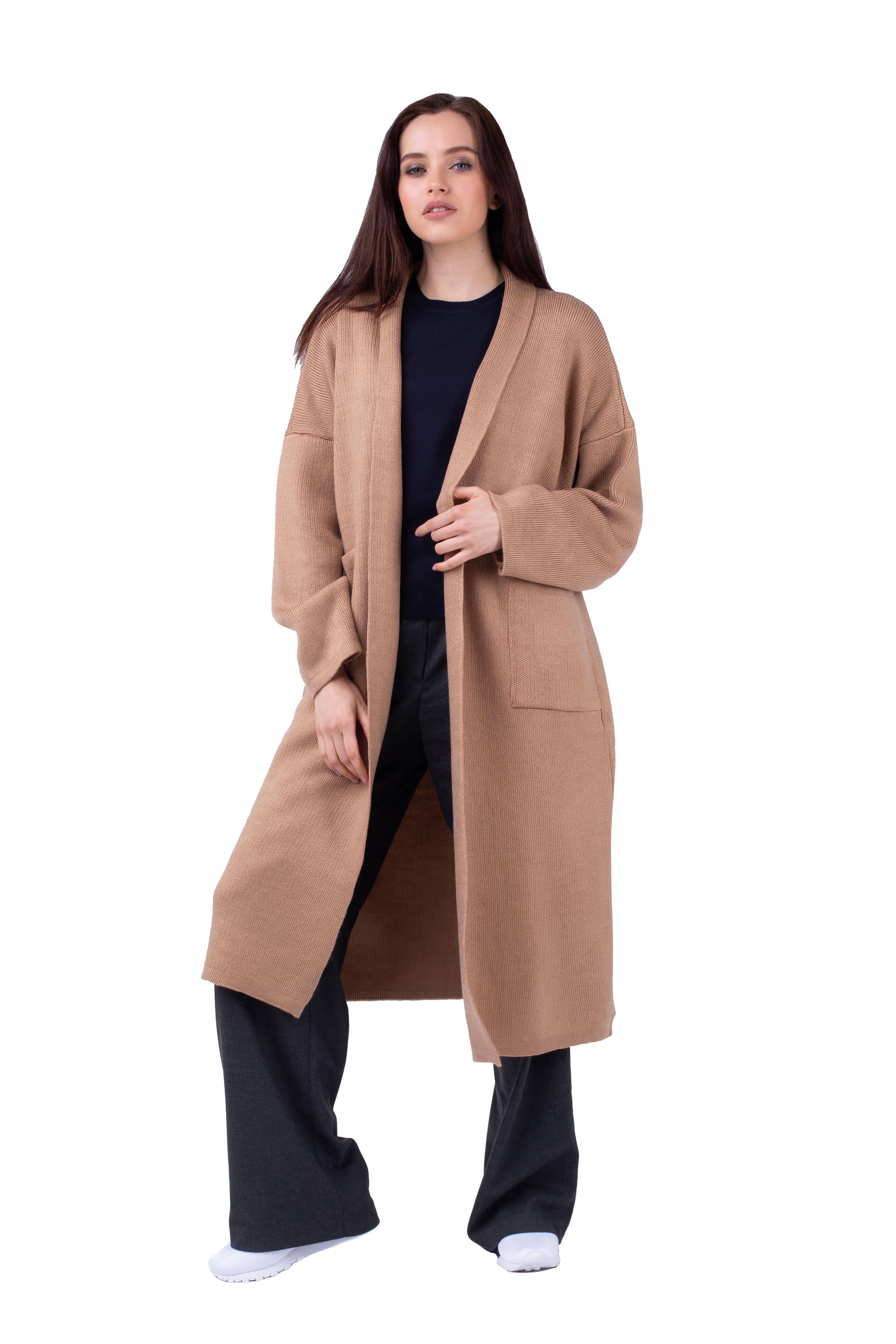 Пальто женское Bakhur вязаное oversize Верблюжий (3226 В)