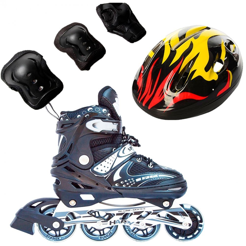 Ролики детские набор Happy Combo EcoLine защита и шлем 39-42 Черный2 (2T3007E) - фото 1 Ролики детские набор Happy Combo EcoLine защита и шлем 39-42 Черный2 (2T3007E) - фото 1