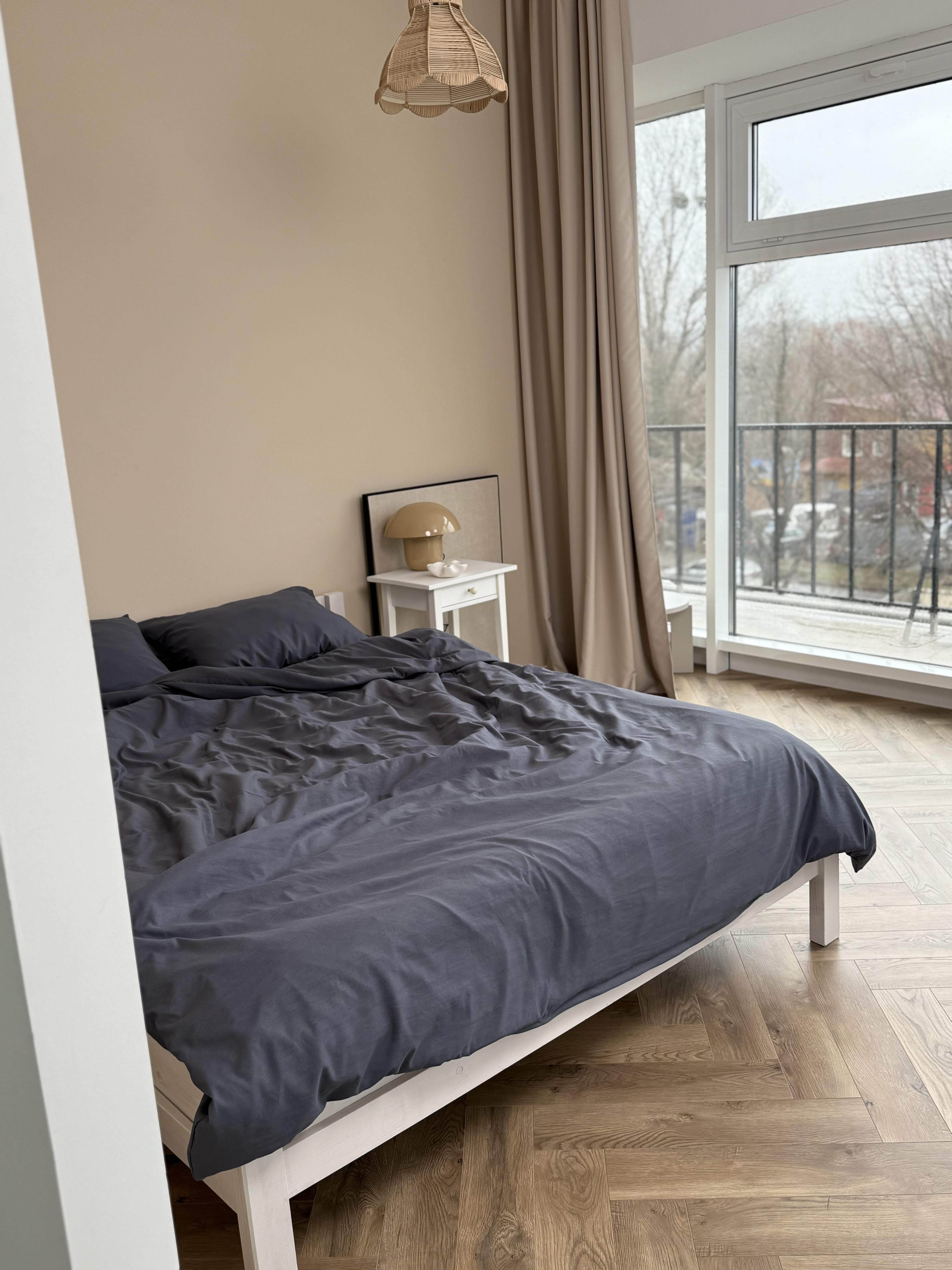 Комплект постільної білизни Тінь сатин двоспальний/наволочки 50х70/70х70 см Графітовий (6801) - фото 5