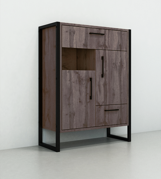 Тумба для прихожей Tobi Sho Норд ЛТ-11 в стиле Лофт с ящиками и дверцами 660х350х900 мм Хортица