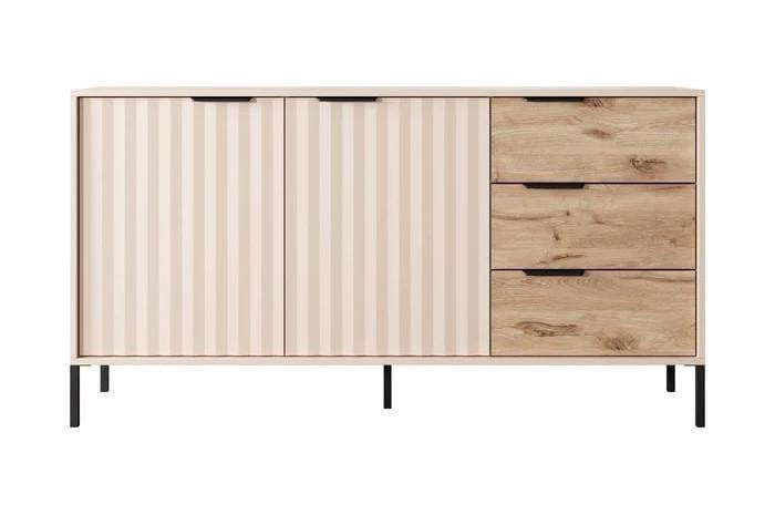 Буфет Maraline Nordic Ash matt black legs дводверний з шухлядами 153,1 см (13780)