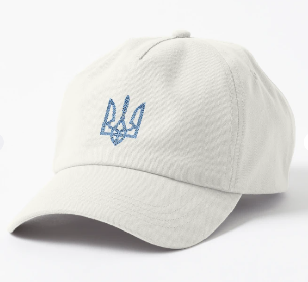 Кепка унисекс Malfini с патриотическим принтом Герб Украина Вышиванка небесно Голубой/Белый (УКР391К-2)