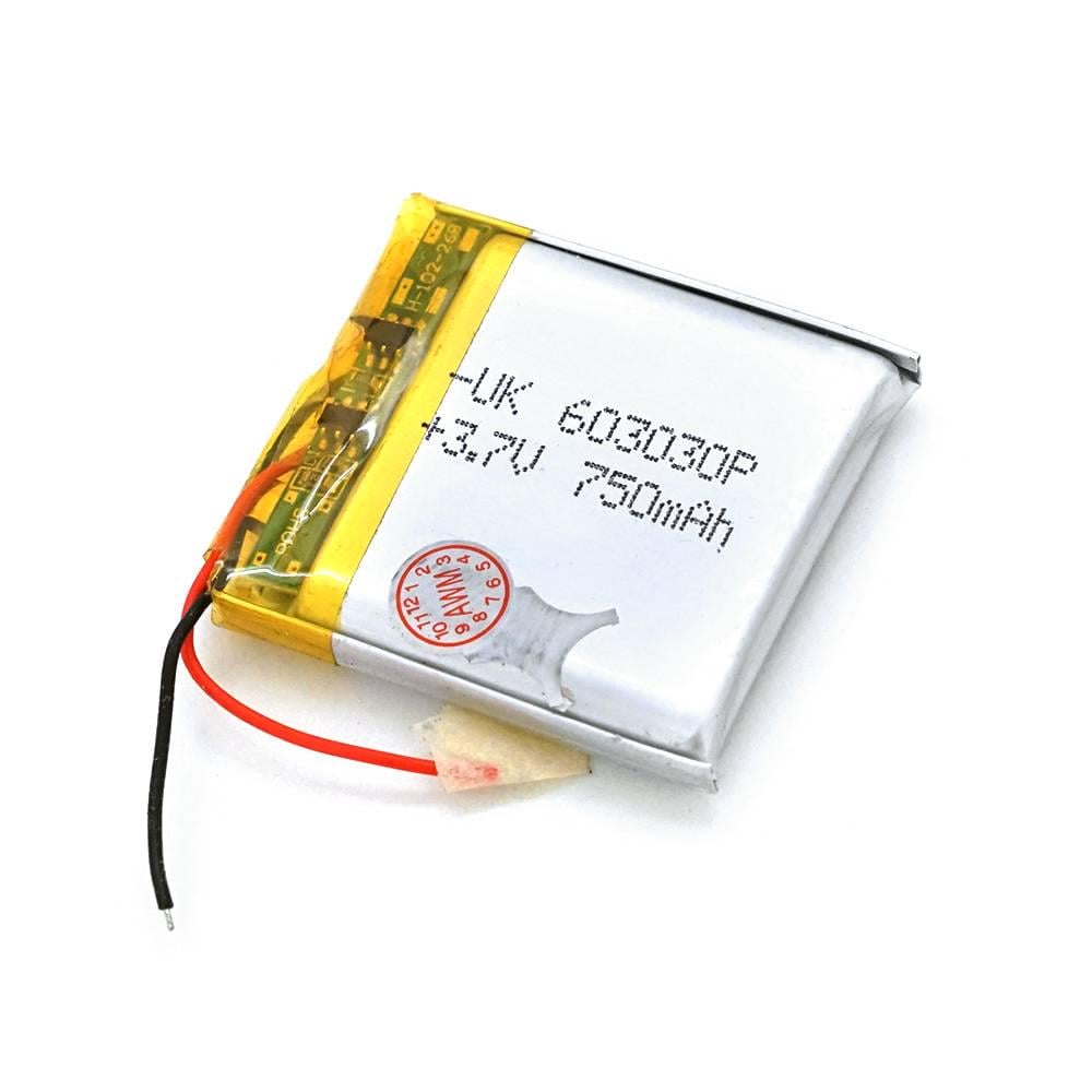 Акумулятор літій-полімерний 3,7В Li-ion 750 мАг 6х30х30 мм (33769)