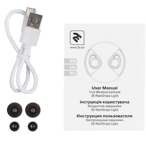 Наушники 2E 2E-EBTWRDLWT RainDrops Light True Wireless Waterproof Mic Bluetooth White (582448) - фото 4