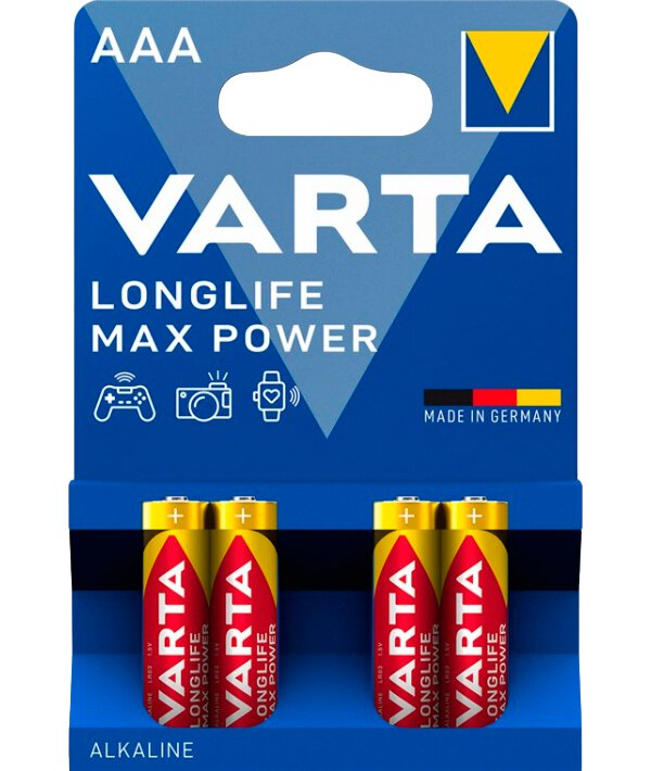 Батарейка щелочная Varta Longlife Max Power 4703 101 404 AAA/LR03 4 шт. (25993884)