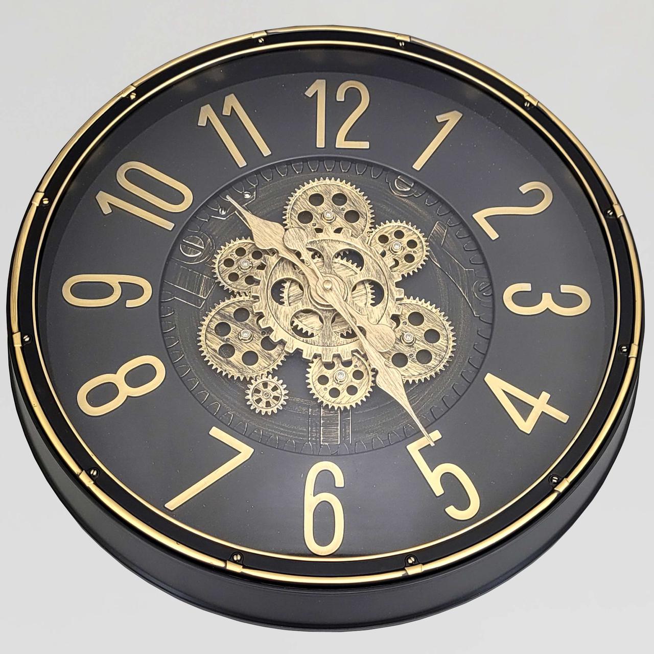 Часы настенные бесшумные OV-0090 50,5 см с открытым механизмом шестернями колесиками под старину (2861666985)