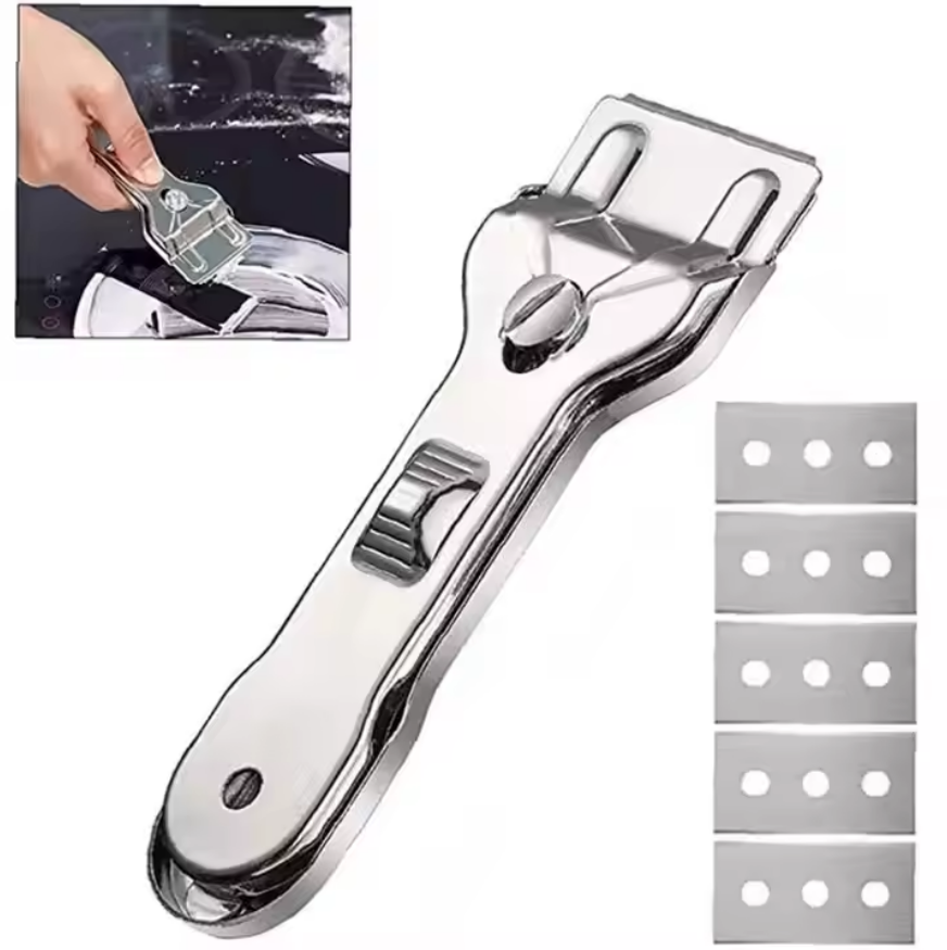 Скребок металлический и запасные лезвия для чистки стеклокерамических плит и варочных поверхностей 5 шт. - фото 2 Скребок металлический и запасные лезвия для чистки стеклокерамических плит и варочных поверхностей 5 шт. - фото 2