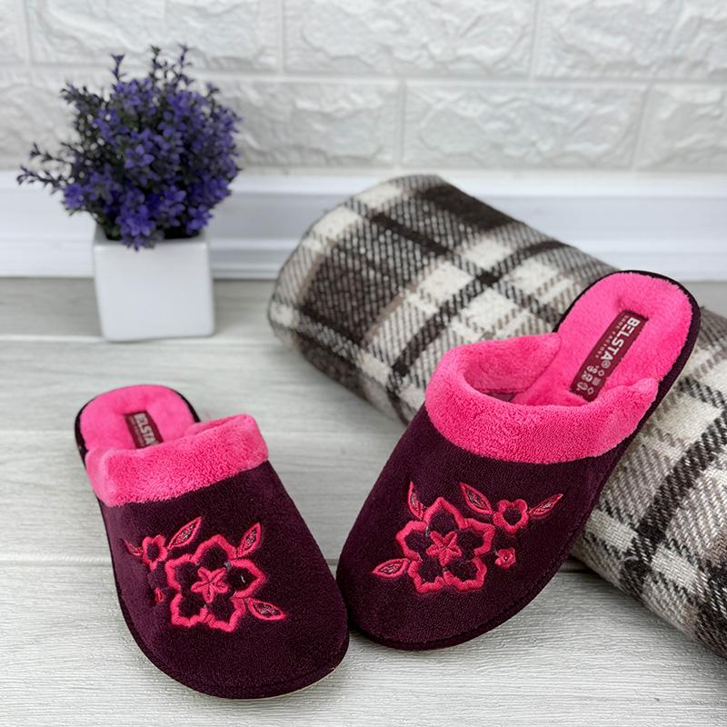 Тапочки кімнатні жіночі Е-00210-1 p. 37 23,5 см Бордовий (111993391)